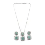 Women's Brass Silver Plated Pendant Set (Mint) - Image 5