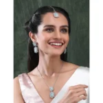 Women's Brass Silver Plated Pendant Set (Mint) - Image 4