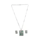 Women's Brass Silver Plated Pendant Set (Turquoise) - Image 5