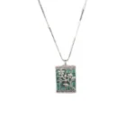 Women's Brass Silver Plated Pendant Set (Turquoise) - Image 2