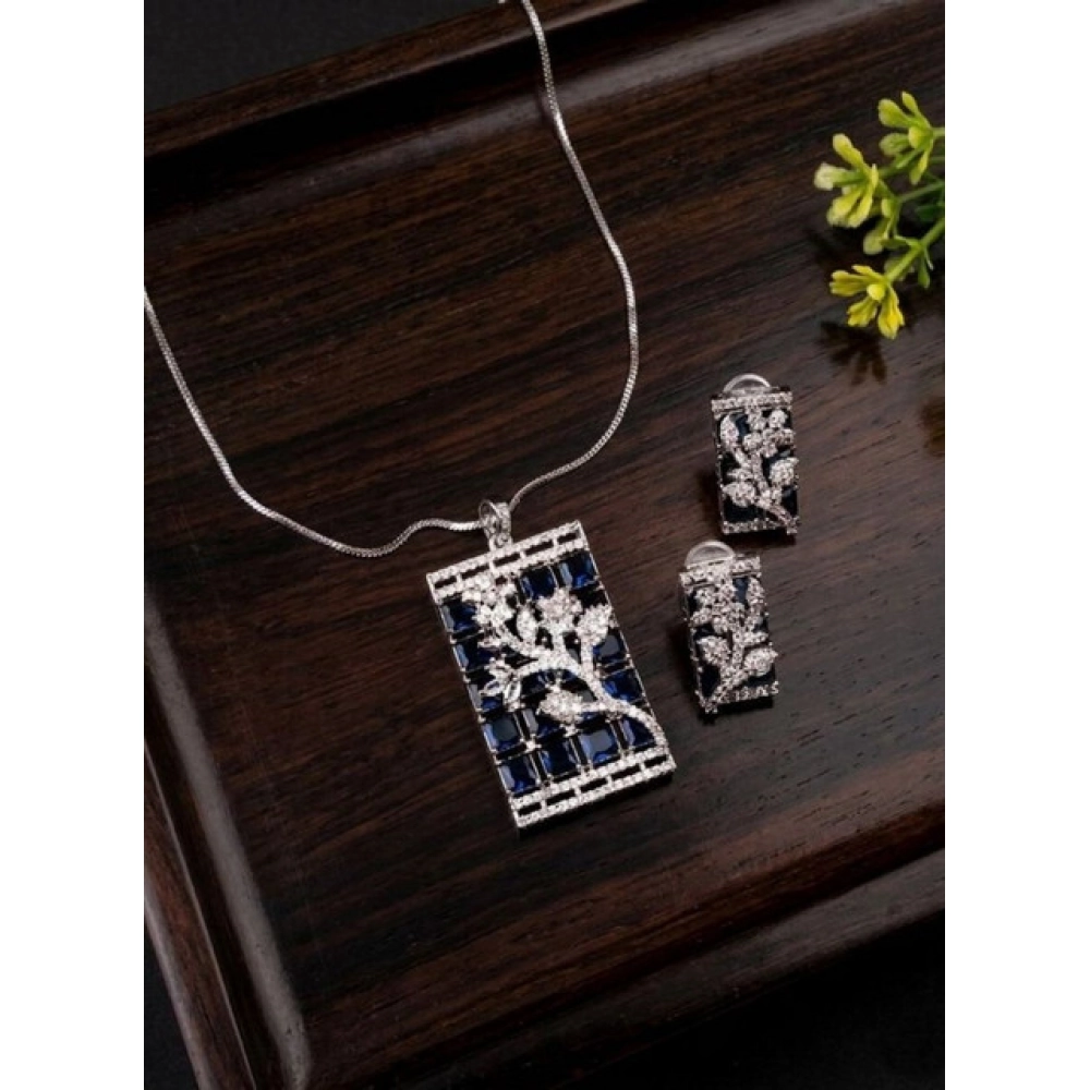 PID-66295-Women-s-Brass-Silver-Plated-Pendant-Set-Blue-1-1000x1000-1.webp Women's Brass Silver Plated Pendant Set (Blue) - Image 1
