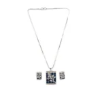 Women's Brass Silver Plated Pendant Set (Blue) - Image 5