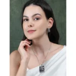 Women's Brass Silver Plated Pendant Set (Blue) - Image 3
