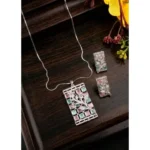 Women's Brass Silver Plated Pendant Set (Multicolor)