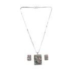 Women's Brass Silver Plated Pendant Set (Multicolor) - Image 5