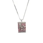 Women's Brass Silver Plated Pendant Set (Pink) - Image 2