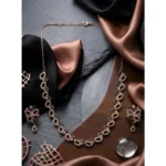 Women's Brass Silver Plated Necklace set (Silver)