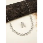 Women's Brass Silver Plated Necklace set (Silver) - Image 4