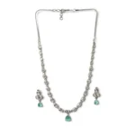 Women's Brass Silver Plated Necklace set (Turquoise) - Image 5
