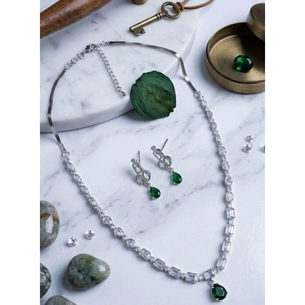 PID-66305-Women-s-Brass-Silver-Plated-Necklace-set-Green-1-1000x1000-1.webp Women's Brass Silver Plated Necklace set (Green) - Image 1