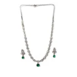 Women's Brass Silver Plated Necklace set (Green) - Image 5