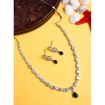 Women's Brass Silver Plated Necklace set (Blue) - Image 3
