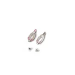 Women's Brass Silver Plated Necklace set (Pink) - Image 2