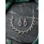 Women's Brass Silver Plated Necklace set (Turquoise)