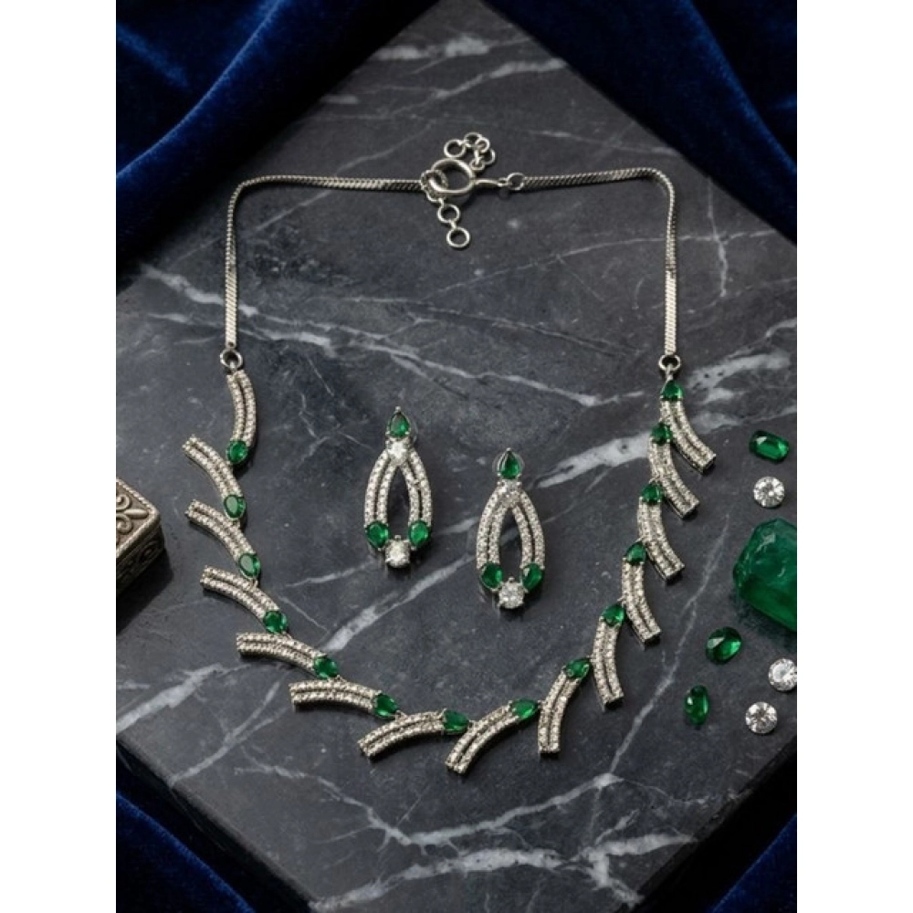 PID-66309-Women-s-Brass-Silver-Plated-Necklace-set-Green-1-1000x1000-1.webp Women's Brass Silver Plated Necklace set (Green) - Image 1