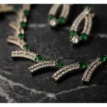 Women's Brass Silver Plated Necklace set (Green) - Image 2