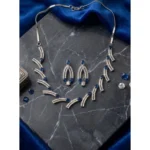 Women's Brass Silver Plated Necklace set (Blue)