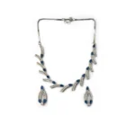 Women's Brass Silver Plated Necklace set (Blue) - Image 5