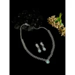 Women's Brass Silver Plated Necklace set (Turquoise) - Image 5
