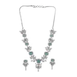 Women's Brass Silver Plated Necklace set (Turquoise) - Image 5