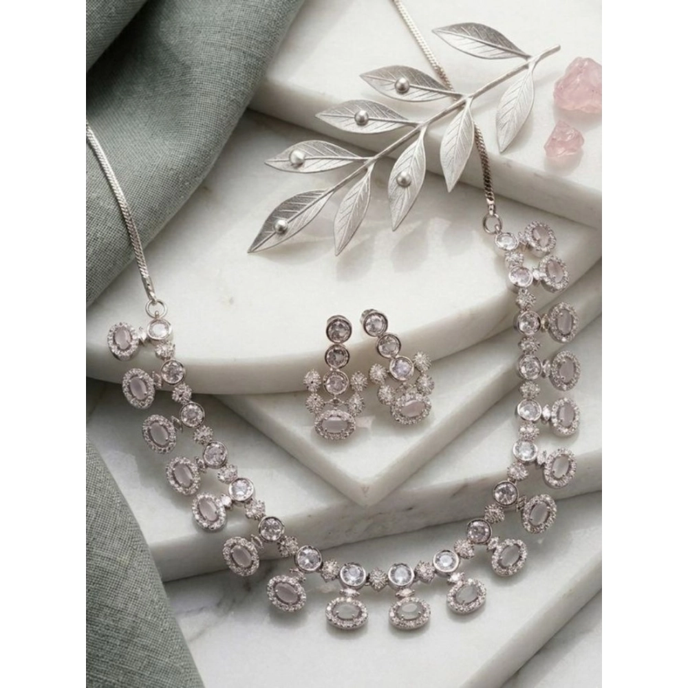 PID-66326-Women-s-Brass-Silver-Plated-Necklace-set-Pink-1-1000x1000-1.webp Women's Brass Silver Plated Necklace set (White) - Image 1