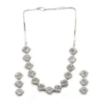 Women's Brass Silver Plated Necklace set (White) - Image 5