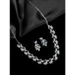 Women's Brass Silver Plated Necklace set (Blue) - Image 5