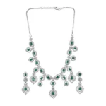 Women's Brass Silver Plated Necklace set (Green) - Image 5