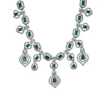 Women's Brass Silver Plated Necklace set (Green) - Image 3