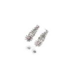 Women's Brass Silver Plated Necklace set (Pink) - Image 2