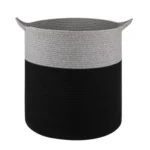 Cotton 12x14 Inch-1 Pcs Storage Basket For Clothes With Out Lid (Gray-Black) - Image 4