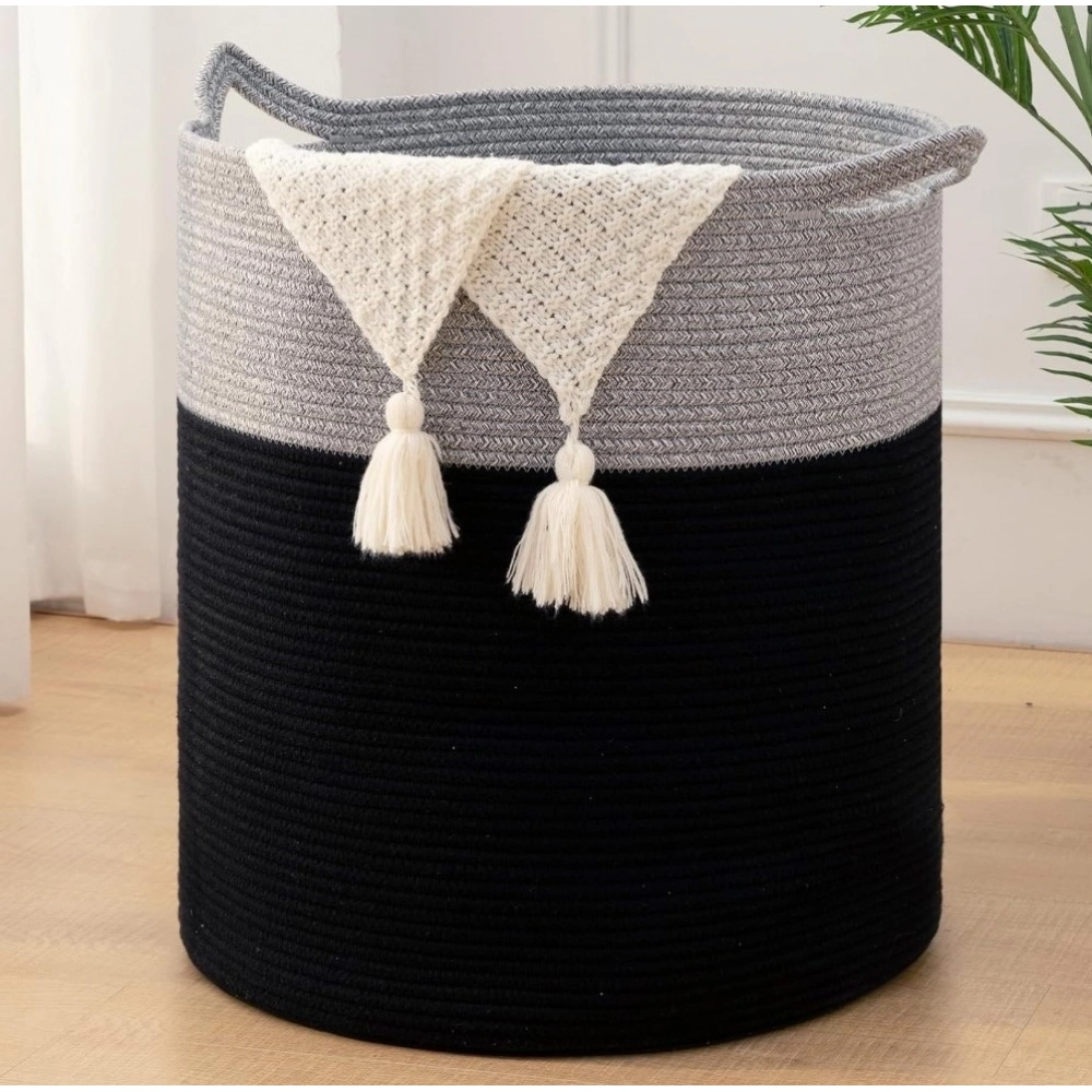 PID-66351-Cotton-Pack-Of-1-12x14-Inch-1-Pcs-Storage-Basket-For-Clothes-With-Out-Lid-Gray-Black-4-1000x1000-1.webp Cotton 12x14 Inch-1 Pcs Storage Basket For Clothes With Out Lid (Gray-Black) - Image 1
