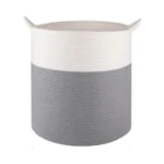 Cotton 12x14 Inch-1 Pcs Storage Basket For Clothes With Out Lid (Gray-White) - Image 4