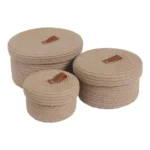 Cotton 3 Pcs Set Roti Box Storage Basket With Lid (Beige) - Image 4