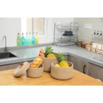 Cotton 3 Pcs Set Roti Box Storage Basket With Lid (Beige) - Image 2