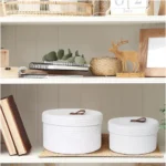 Cotton 3 Pcs Set Roti Box Storage Basket With Lid (White) - Image 2