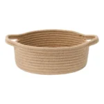 Cotton 8x3 Inch Round Bedside Organizer With Out Lid (Beige) - Image 4