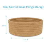 Cotton 8x3 Inch Round 1 Pcs Bedside Organizer With Out Lid (Beige) - Image 3