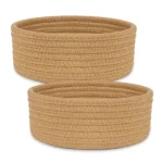 Cotton 8x3 Inch Round 2 Set Bedside Organizer With Out Lid (Beige) - Image 3