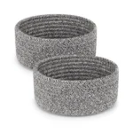 Cotton 8x3 Inch Kidi Round 2 Set Bedside Organizer With Out Lid (Black) - Image 4