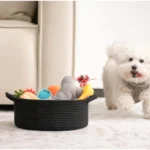 Cotton 8x3 Inch Round Bedside Organizer With Out Lid (Black) - Image 2