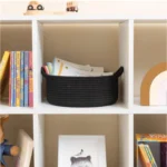 Cotton 8x3 Inch Round Bedside Organizer With Out Lid (Black) - Image 4
