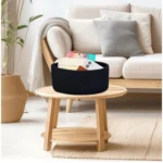 Cotton 8x3 Inch Round 1 Pcs Bedside Organizer With Out Lid (Black) - Image 3