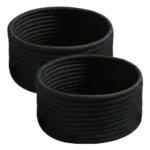 Cotton 8x3 Inch Round 3 Set Bedside Organizer With Out Lid (Black) - Image 2