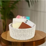 Cotton 8x3 Inch Kidi Round 1 Pcs Bedside Organizer With Out Lid (Brown) - Image 4