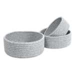 Cotton 8x3 Inch Kidi Round 3 Set Bedside Organizer With Out Lid (Gray) - Image 3