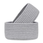 Cotton 8x3 Inch Round 2 Set Bedside Organizer With Out Lid (Gray) - Image 4