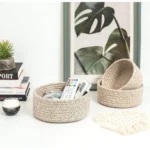 Cotton 8x3 Inch Kidi Round 3 Set Bedside Organizer With Out Lid (Kidi) - Image 2