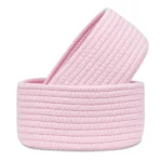Cotton 8x3 Inch Round 2 Set Bedside Organizer With Out Lid (Pink) - Image 4