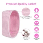 Cotton 8x3 Inch Round 2 Set Bedside Organizer With Out Lid (Pink) - Image 2